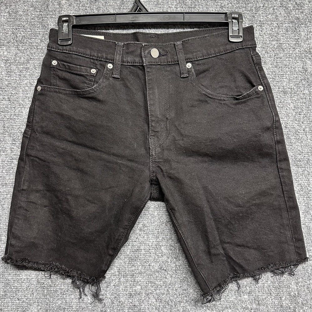 Levis Black Label Big E Cut-Off Denim Shorts Black Gray Mens 32